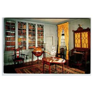 Mount Vernon Library Interior Postcard - George Washington Home Virginia